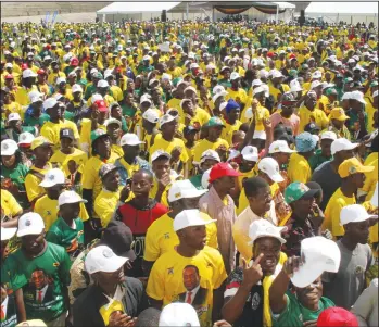  ??  ?? The bumper crowd at the ZANU-PF rally at Sakubva Stadium last Saturday. Pictures by Tinai Nyadzayo.