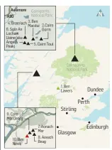  ??  ?? Above: The map of all the 10 peaks Lee and Ryan Powles, pictured right, will tackle to raise money to help support veterans.