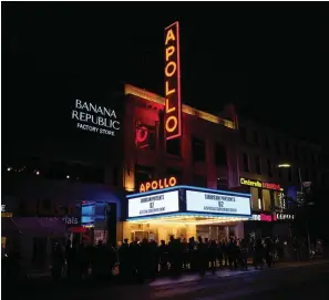  ?? The Associated Press ?? ■ The Apollo Theater marquee promoting the U2 SiriusXM concert on June 11, 2018, in New York. Harlem’s famed theater reopened in August 2021 for its first public event since the pandemic shut it down last year, forcing it to furlough 44 of its 61 full-time staff.