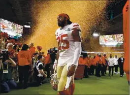  ?? NHAT V. MEYER — BAY AREA NEWS GROUP FILE ?? The San Francisco 49ers’ Richard Sherman (25) walks off the field after the Kansas City Chiefs beat the 49ers 31-20 to win Super Bowl LIV at Hard Rock Stadium in Miami Gardens, Fla., on Sunday, Feb. 2, 2020.