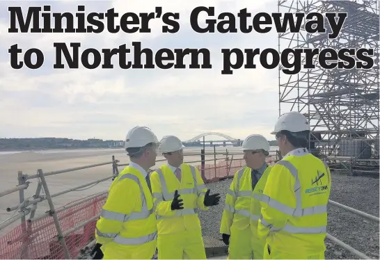  ??  ?? Northern Powerhouse minister Jake Berry met with Liverpool City Region mayor Steve Rotheram in Liverpool to champion Northern cities, towns and villages. The minister and mayor also inspected the progress of Mersey Gateway Bridge