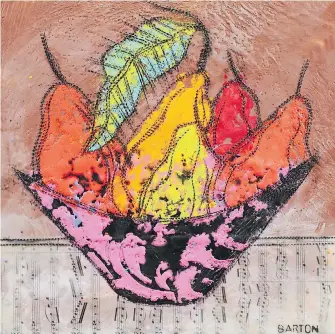  ??  ?? Pink and Black 10x10 Encaustic on Board by Nixie Barton