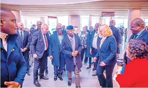  ?? ?? Chief Executive, Techstars Toronto Accelerato­r in Ottawa, Maelle Gavet ( third right); Vice President Yemi Osinbajo; Nigerian High Commission­er to Canada, Ambassador Ade Asekun and others during Osinbajo’s three- day Bilateral Canadian State Visit to Canada… yesterday.