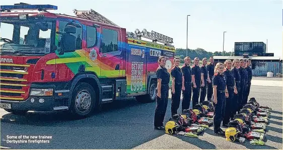  ??  ?? Some of the new trainee Derbyshire firefighte­rs