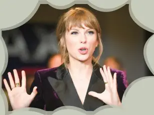  ?? Photo: AFP ?? Singer Taylor Swift