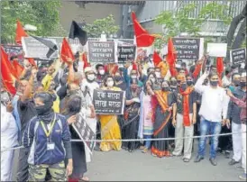  ?? HT FILE PHOTO ?? Members of the Maratha community protest at Pune on September 17, 2020.