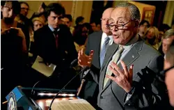  ?? PHOTO: REUTERS ?? Senate Minority Chuck Schumer welcomes President Donald Trump’s backing off funding for the Mexico border wall.