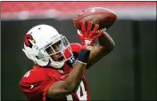  ?? ASSOCIATED PRESS ?? ARIZONA CARDINALS WIDE RECEIVER J.J. Nelson makes a catch during training camp Thursday in Glendale.