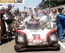  ??  ?? PORSCHE drivers and the winning No. 2 919 Hybrid were the stars at this year’s 24 Hours of Le Mans. Below is a view of the LMP1 cars battling it out during the early stages of the race.