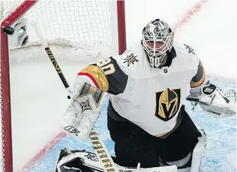  ?? THE ASSOCIATED PRESS ?? Vegas goaltender Robin Lehner’s new contract will provide him with more stability.