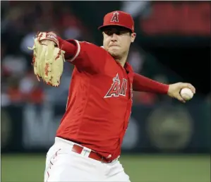  ?? MARCIO JOSE SANCHEZ — THE ASSOCIATED PRESS FILE ?? Tyler Skaggs throws to the Oakland Athletics during a game in June in Anaheim, Calif. Skaggs died from a toxic mix of the powerful painkiller­s fentanyl and oxycodone along with alcohol in an accidental overdose, a medical examiner in Texas ruled in a report released Friday.