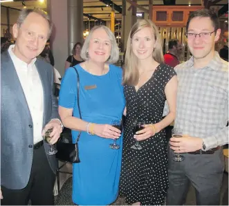  ??  ?? The Feb 3 gala opening of Star Trek: The Starfleet Academy Experience was an SRO success with guests lining up for hours to be the first in attendance. Pictured, from left, are Sid Leggett and his wife, TELUS Spark board member Sheila Leggett with their daughter, U of C’s Laura Dowsett and her husband, Husky geologist Adrian Dowsett.