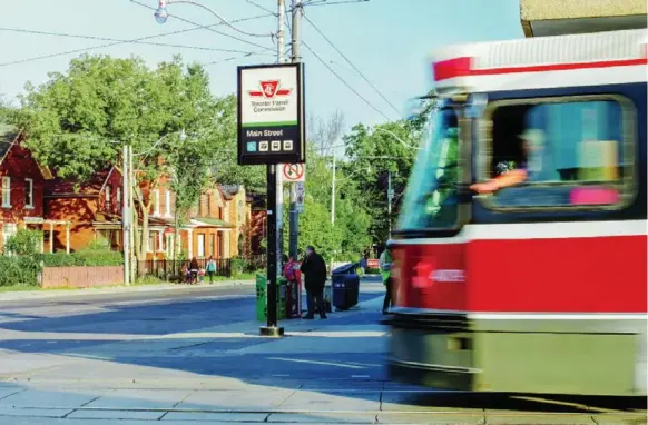  ?? DAVID MCCAIG ?? The TTC’s Main Street Station on the Bloor-Danforth subway line connects a busy mixed-use neighbourh­ood to TTC streetcars, buses and GO Transit.