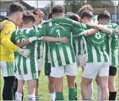  ?? ?? A team huddle for St Colman’s players prior to the recent semi-final.