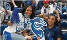  ?? Photograph: Paul Zimmerman/Rex/Shuttersto­ck ?? Peacocks fans get ready for a game at this year’s NCAA tournament.