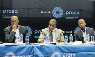  ?? PHOTO: PETER MOGAKI ?? Prasa members Tiro Holele, Lindikaya Zide and acting group executive officer Collins Letsoalo at a press brieng in Pretoria yesterday.