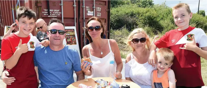  ??  ?? The Shevlin family pictured at the launch of Laytown United’s sticker album at Seafields