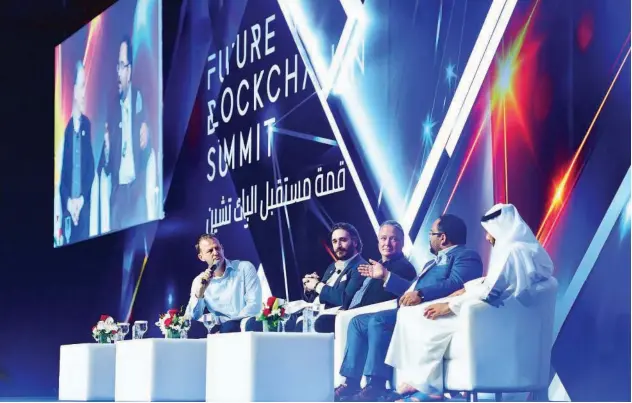  ??  ?? ↑ The two-day gathering is considered to be the world’s most influentia­l blockchain event in Dubai.