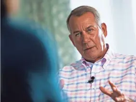  ?? JON AUSTRIA/USA TODAY NETWORK ?? Former House Speaker John Boehner speaks with USA TODAY Washington Bureau Chief Susan Page about his new memoir.