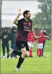  ?? Photograph: Andrew Sinclair. ?? Kilmory’s Sandy Leiper celebrates his first of two goals in the match against Bute.