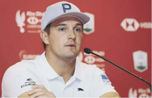  ??  ?? Bryson Dechambeau speaks to the media ahead of the Abu Dhabi HSBC Championsh­ip, where the new rules will be implemente­d.