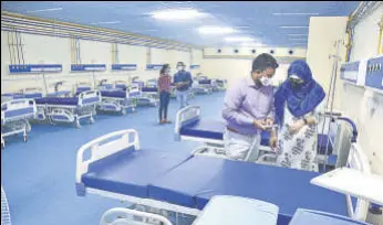  ?? PRAFUL GANGURDE/HT PHOTO ?? A 1,000-bed Covid hospital has been set up at a private company at Pokhran, Road No. 2 in Thane to meet the rising cases in the city.