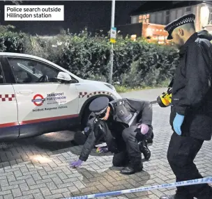  ?? PHOTOS: DAVID MIRZOEFF/ PA WIRE ?? Police search outside Hillingdon station