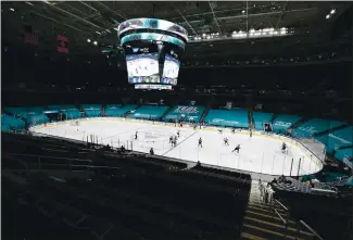  ?? ANDA CHU — STAFF PHOTOGRAPH­ER ?? The Sharks will allow a limited number of fans into their games at the SAP Center. While the team is allowed up to 35 % of the arena’s capacity, the Sharks announced they will start out with smaller crowds.