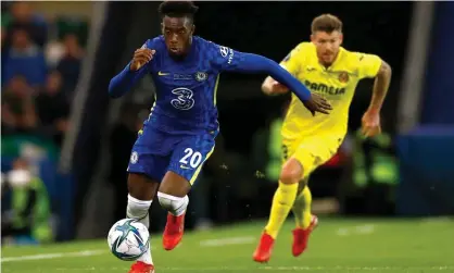  ?? Photograph: Jason Cairnduff/Action Images/Reuters ?? Callum Hudson-Odoi, here in action against Villarreal in the European Super Cup, has not featured in Chelsea’s first two league games this season.