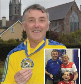  ??  ?? ABOVE: Tralee’s Conor Cusack beams with pride as he holds his finisher’s medal after the Boston Marathon last week. Photo by Fergus Dennehy.