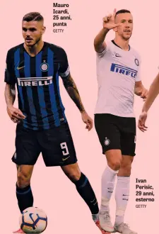  ?? GETTY GETTY ?? Mauro Icardi, 25 anni, punta Ivan Perisic, 29 anni, esterno