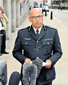  ??  ?? Neil Basu, the UK’S senior counter-terror officer, said criticism of Sir Craig was ‘abhorrent’
