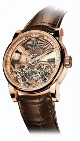  ??  ?? ROGER DUBUIS HOMMAGE DOUBLE FLYING TOURBILLON