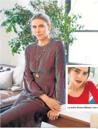  ?? EP ?? La actriz Emma Watson, con conjunto rojo de Gabriela Hearst.
La diseñadora Gabriela Hearst, en la foto de una de sus entrevista­s.