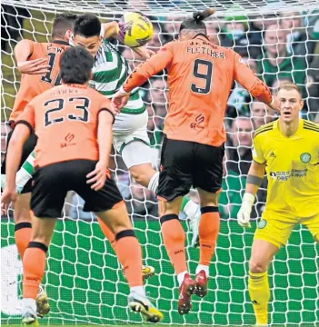  ?? ?? BAD CALL: Dundee United were awarded a controvers­ial penalty at Parkhead.