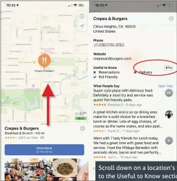  ??  ?? Scroll down on a location’s info card to the Useful to Know section, and look for the Apple Pay logo