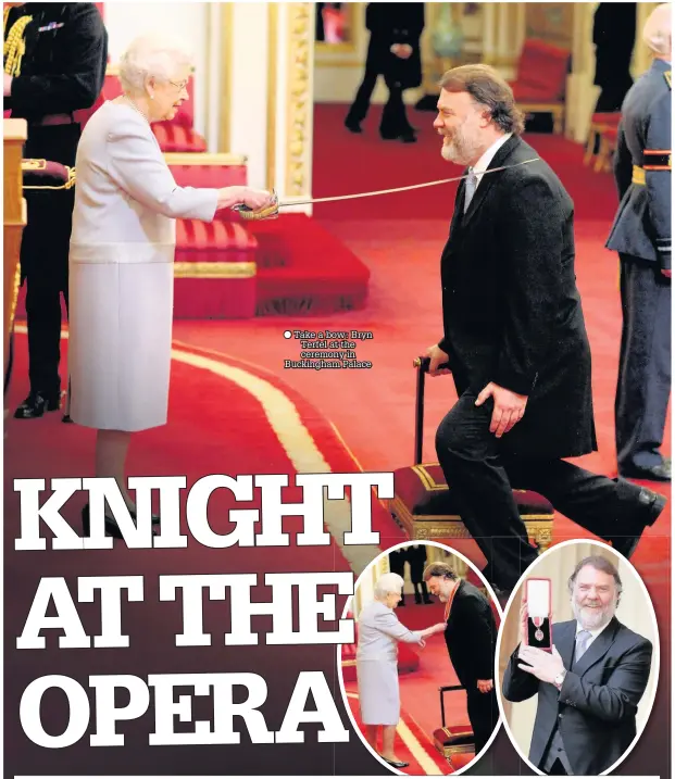 ??  ?? Take a bow: Bryn Terfel at the ceremony in Buckingham Palace