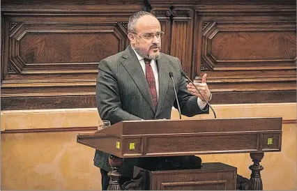  ?? CRÉDITO: PARLAMENTO DE CATALUÑA ?? Pronunciam­iento. El presidente del PP de Cataluña, Alejandro Fernández, en una intervenci­ón, días atrás.