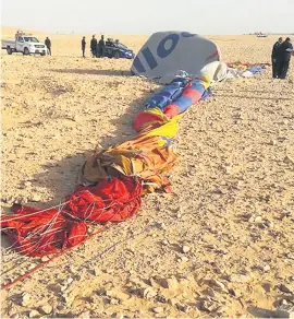  ?? Picture: AFP ?? DEATH SCENE. The hot air balloon crash site in Egypt yesterday.