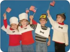  ??  ?? Celebratin­g Thanksgivi­ng at Abrams Hebrew Academy are, from left, kindergart­eners Allison Goldfarb, Ariel Shavit, Mayan Ben Abou and Layten Hoffman.