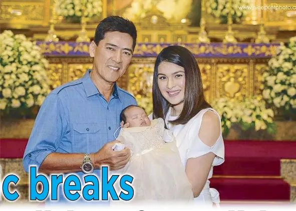  ??  ?? Vic Sotto and wife Pauleen Luna during the baptism of their daughter Talitha…