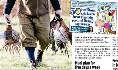  ?? ?? TASTY ADVICE: Our special report in February. Left, gamekeeper­s sometimes give pheasants away free
