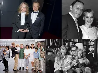  ??  ?? UNA FAMIGLIA COMPLICATA Da sinistra in senso orario: Ronan Farrow con la madre Mia; Mia e Frank Sinatra ai tempi del loro matrimonio; Allen e Mia con Dylan (che accuserà Allen di molestie) e Ronan; la coppia con i figli, tra cui Soon-Yi che sposerà Allen; il tweet del giornalist­a scritto dopo che la madre ha dichiarato che lui potrebbe essere figlio non di Allen ma di Sinatra.