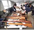  ?? Arnold Gold / Hearst Conn. Media file photo ?? Rifles catalogued at a 2017 gun buyback event in New Haven.