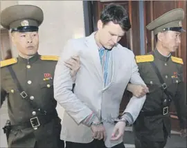  ?? Jon Chol Jin Associated Press ?? OTTO WARMBIER, at the Supreme Court in Pyongyang in March 2016, was comatose when he was freed from prison in North Korea last week.