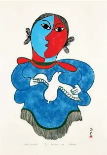  ?? Photo Waddington’s Auction Courtesy Dorset Fine Arts ?? Pitaloosie Saila (b. 1934 Cape Dorset) Woman and Snow Bird 1973 Stonecut 62.2 x 42.5 cm