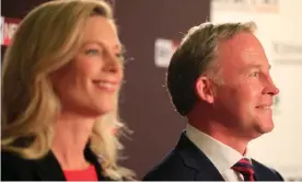  ?? Photograph: Rob Blakers/AAP ?? The Tasmanian Labor leader, Rebecca White, and the premier, Will Hodgman. The premier says he categorica­lly rejects the ‘assertion that the election outcome was in any way tainted’.