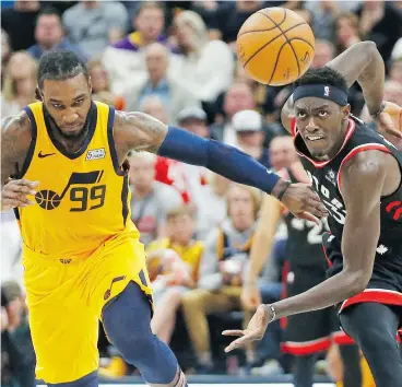  ?? RICK BOWMER / THE ASSOCIATED PRESS ?? Pascal Siakam is creating valuable offence off his spin move, which helped him post 16 points on Monday in a 124-111 Toronto win over Jae Crowder and the Utah Jazz.