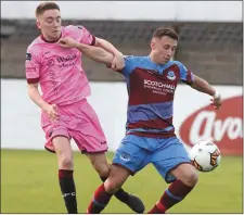  ??  ?? Chris Lyons was unlucky not to win a penalty against Wexford.