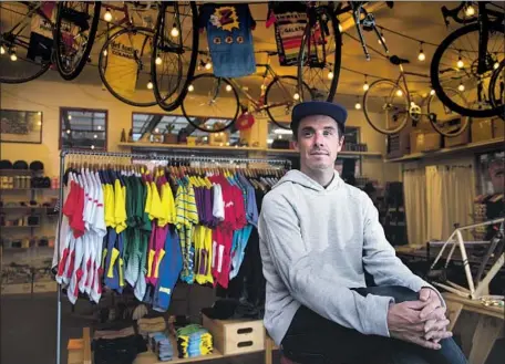  ?? Gina Ferazzi Los Angeles Times ?? SEAN TALKINGTON, founder of Team Dream cycling apparel, takes a philosophi­cal view of his products being copied. “If you’re getting knocked off, maybe you’ve made it,” he says. “Maybe if you’re not getting knocked off, you’re not cool enough.”